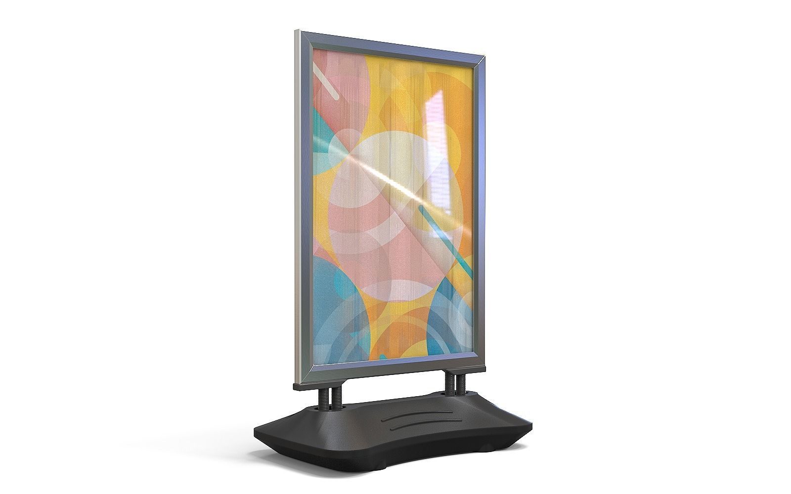 pavement sign and beach flag advertisement 3D model_2