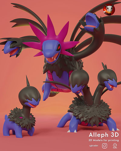 pokemon deino evolution pack 3D print model