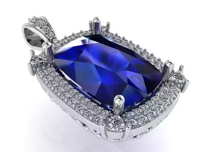 Cushion Double Halo Pendant 0829