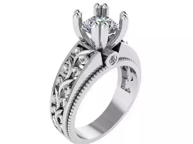 Double Prong Filigree Ring 0834