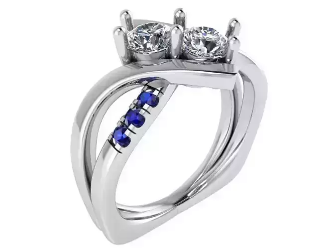 Bypass Twisted Round Diamond Ring 0836