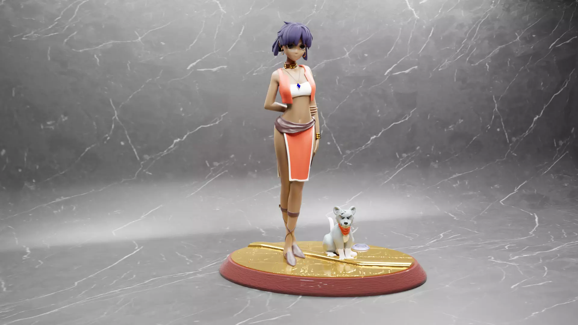 Nadia and King from The Secret of Blue Water with display base 3D print model