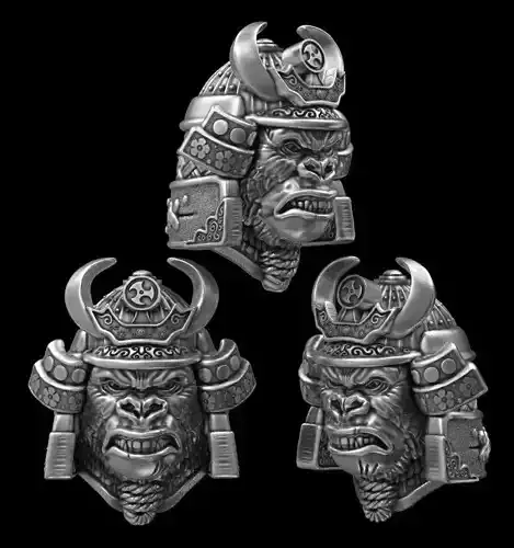 Head gorilla samurai 3d model for 3d printing 3D print model