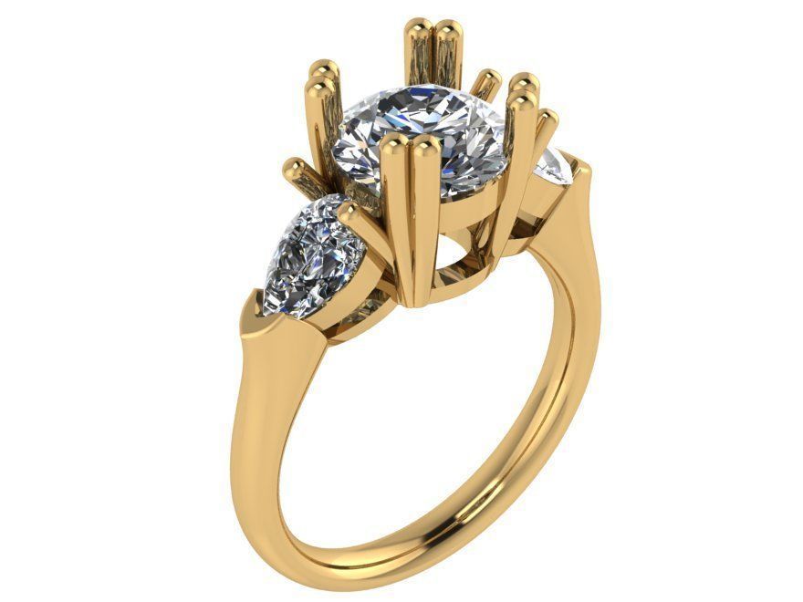 3-Stone Basket Setting Ring 0837 3D print model_1