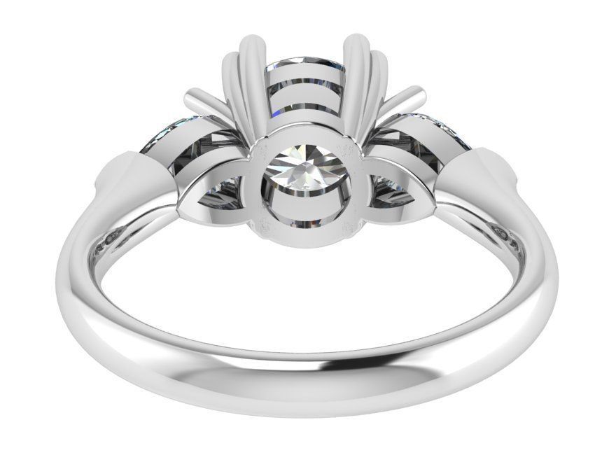 3-Stone Basket Setting Ring 0837 3D print model_3