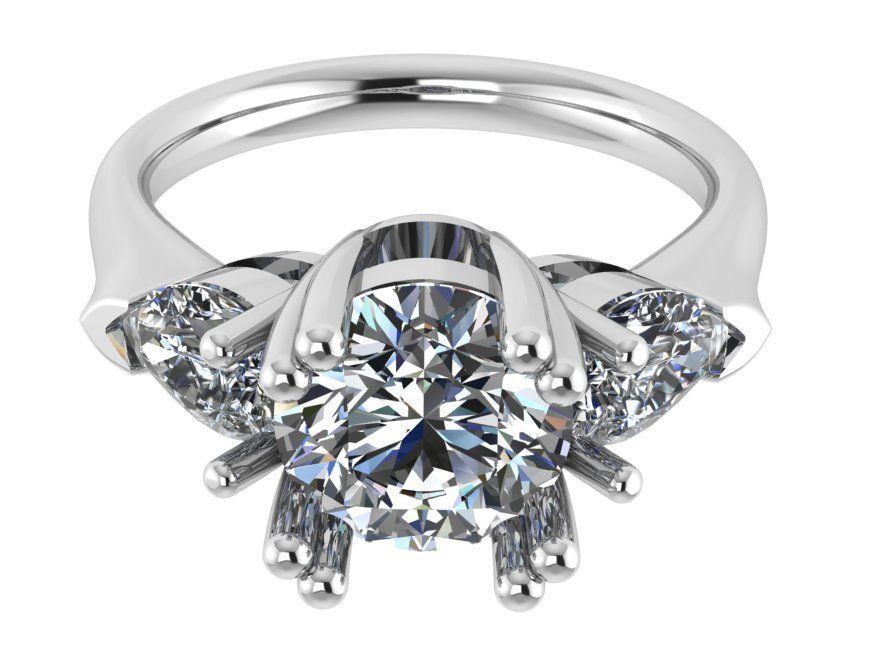 3-Stone Basket Setting Ring 0837 3D print model_2