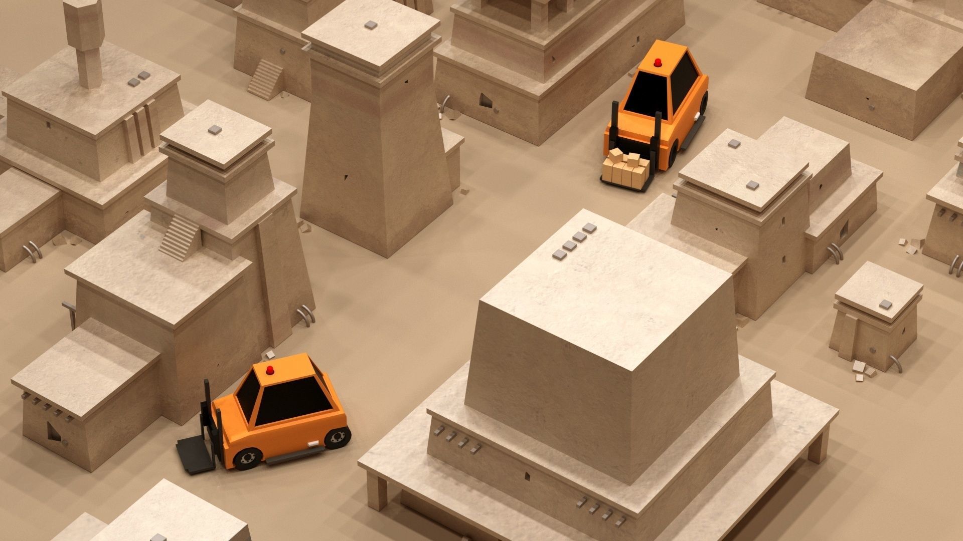 Cartoon Low-Poly lagged vehicle Car for game-ready 3D model Low-poly 3D model_2