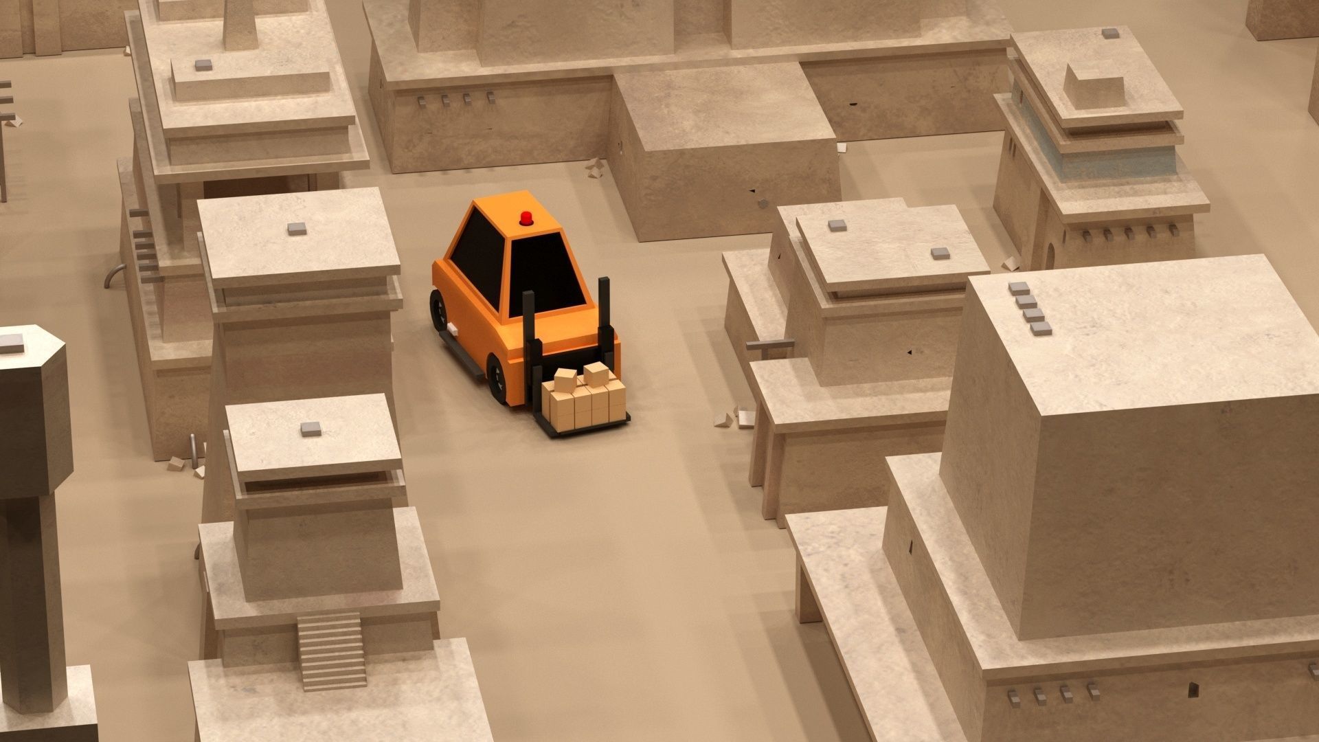 Cartoon Low-Poly lagged vehicle Car for game-ready 3D model Low-poly 3D model_3