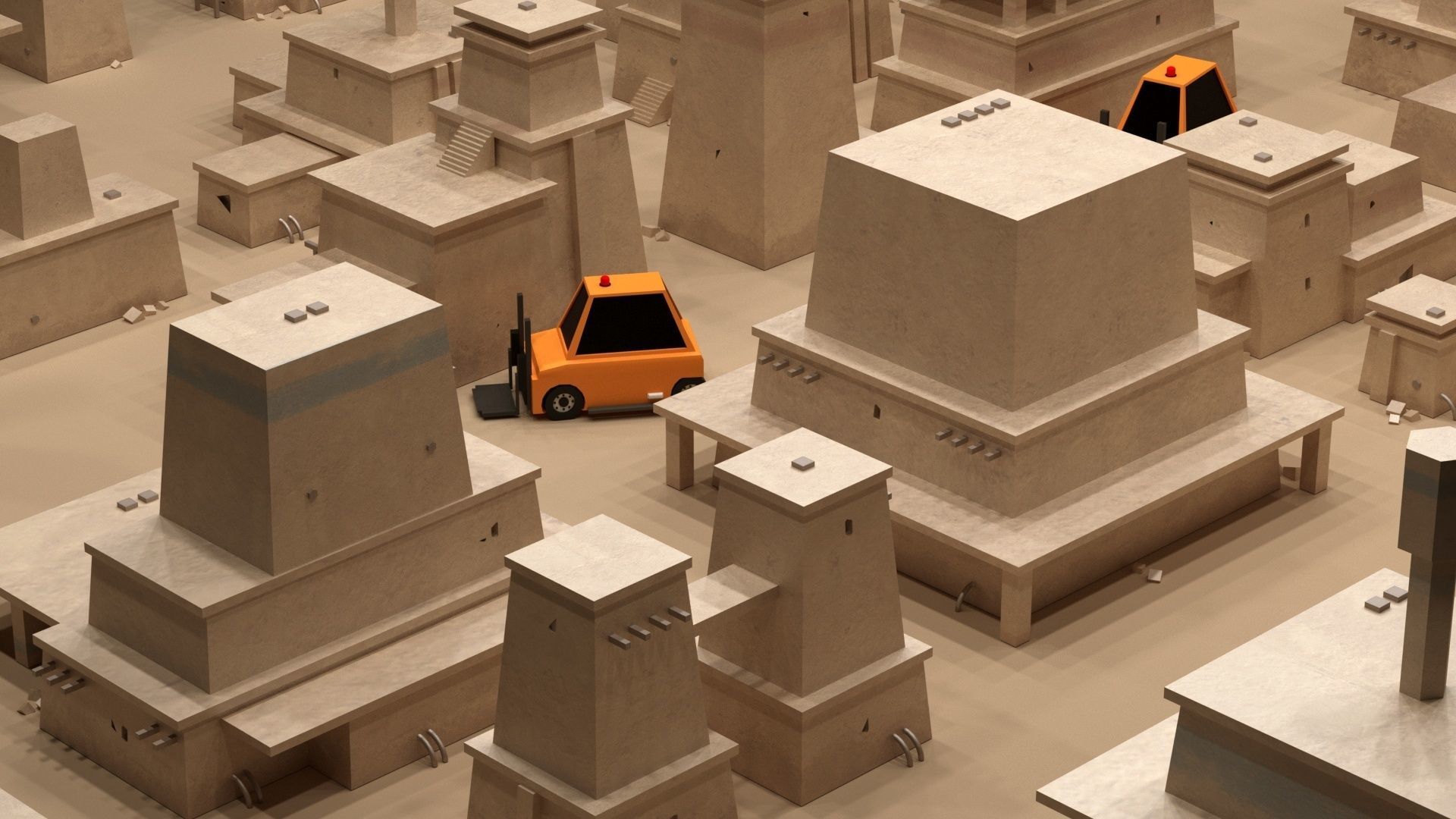 Cartoon Low-Poly lagged vehicle Car for game-ready 3D model Low-poly 3D model_4