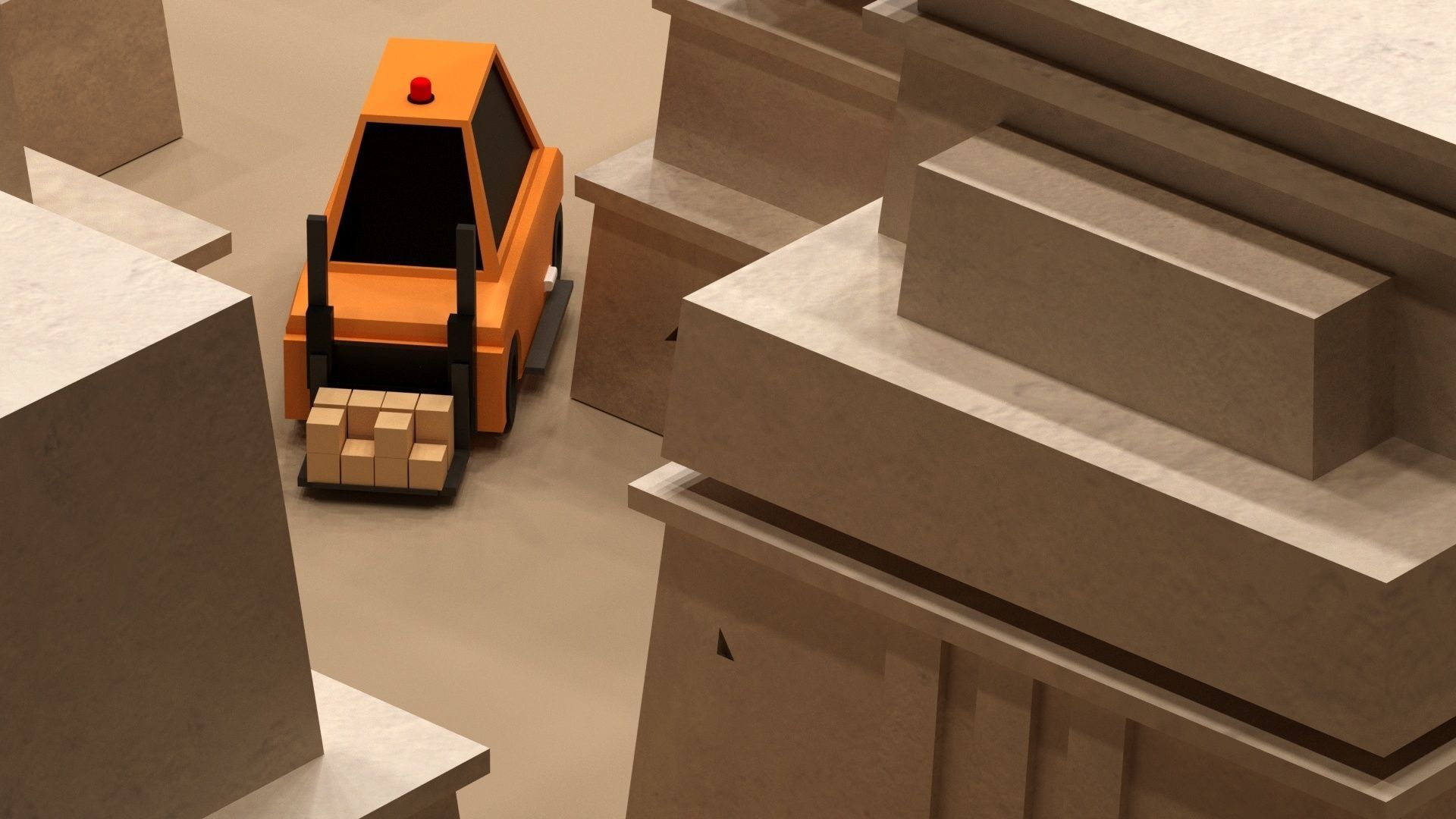 Cartoon Low-Poly lagged vehicle Car for game-ready 3D model Low-poly 3D model_5