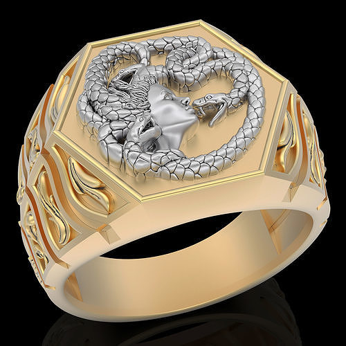 Medusa snake ring gold printable jewelry 3D model 3D print model