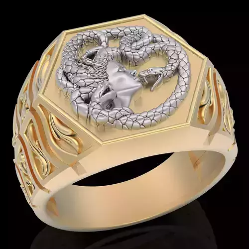 Medusa snake ring gold printable jewelry 3D model
