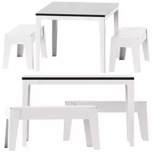 Pop Table Rectangle and Butter Bench by DesignByThem