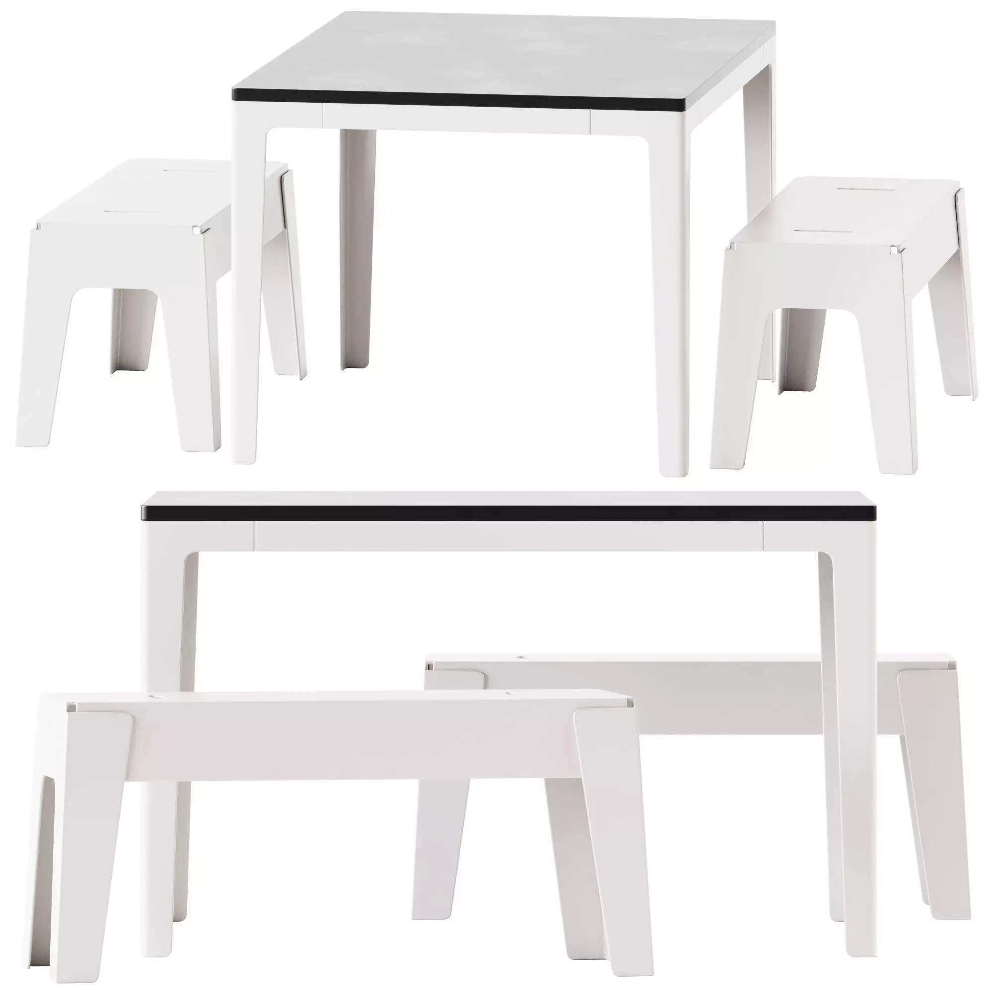 Pop Table Rectangle and Butter Bench by DesignByThem 3D model_0