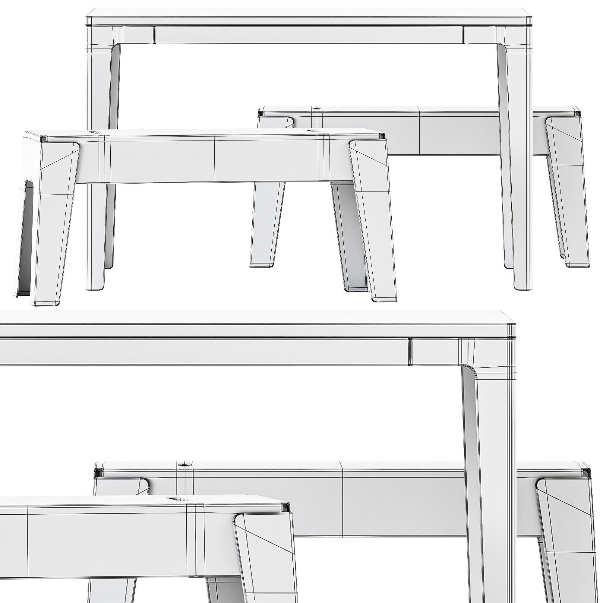 Pop Table Rectangle and Butter Bench by DesignByThem 3D model_3