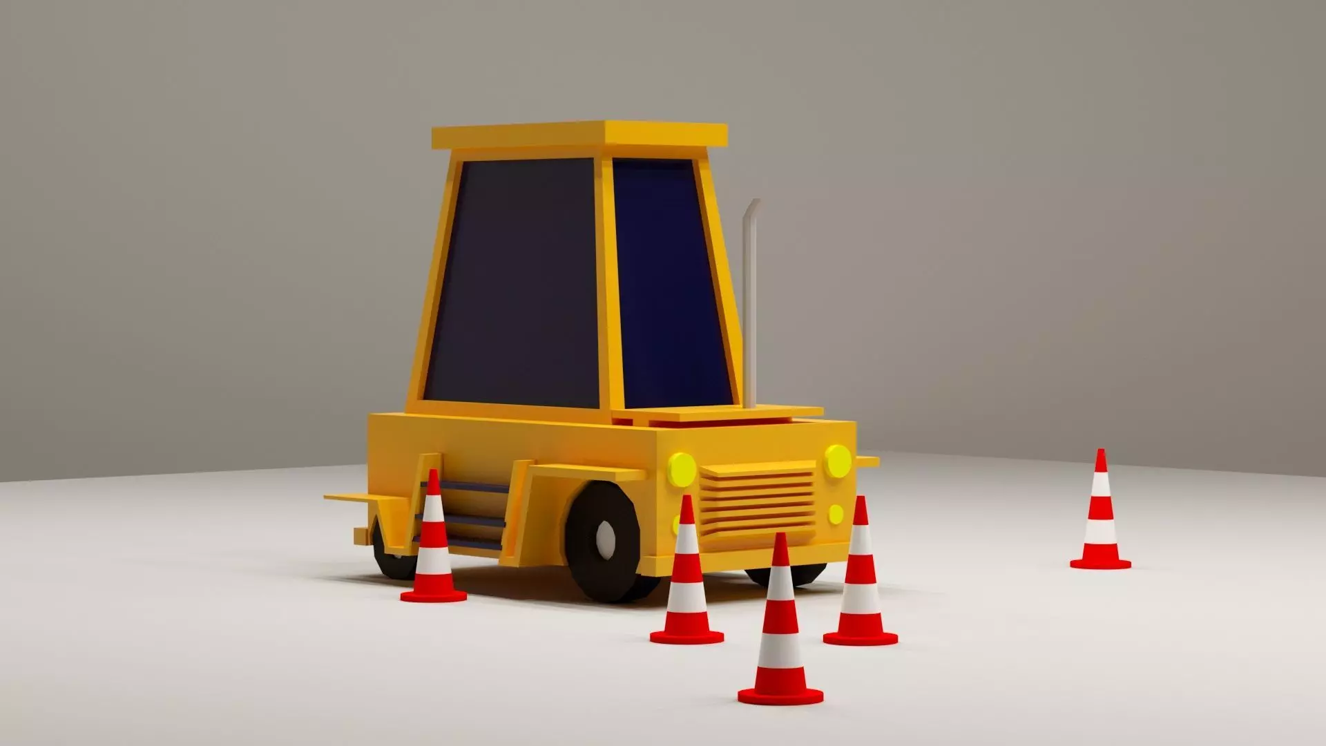 Cartoon Low-Poly JCB Car for game-ready Low-poly 3D model Low-poly 3D model_0