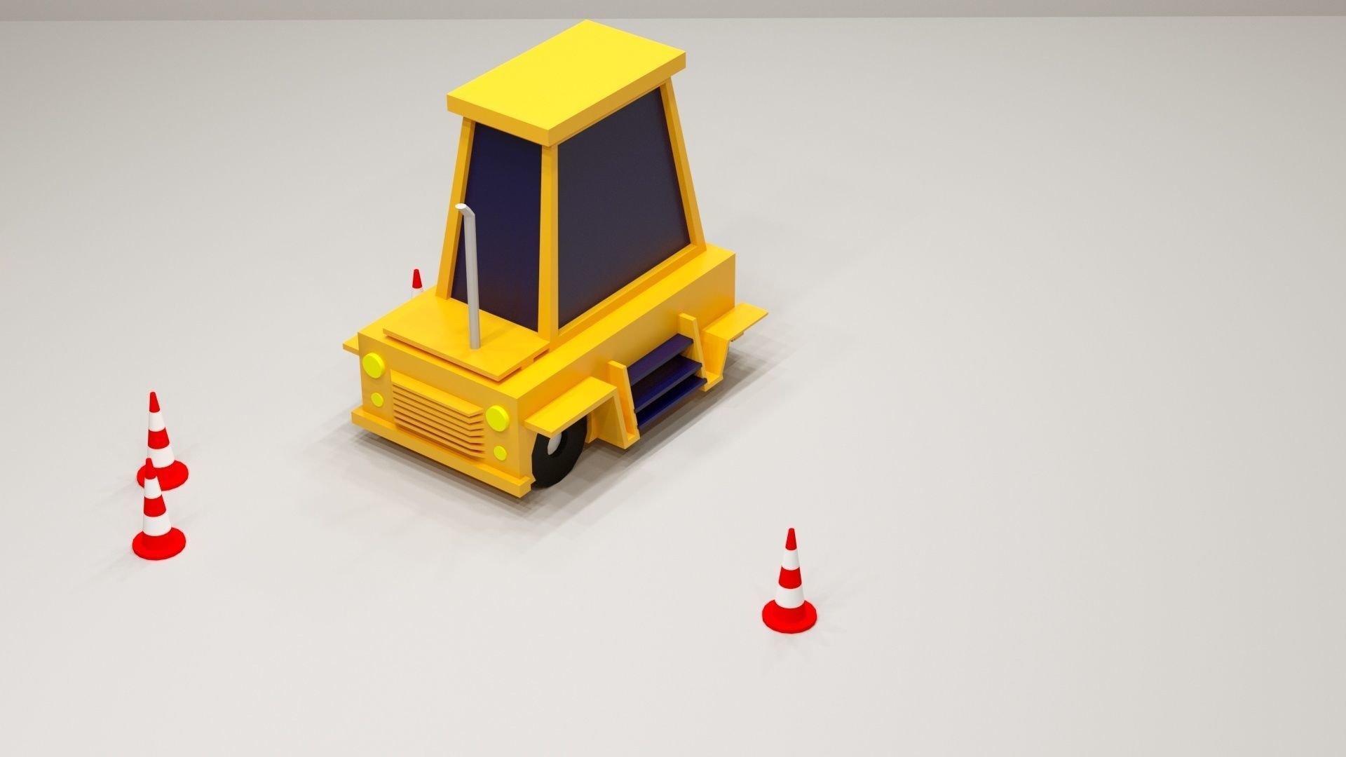 Cartoon Low-Poly JCB Car for game-ready Low-poly 3D model Low-poly 3D model_5