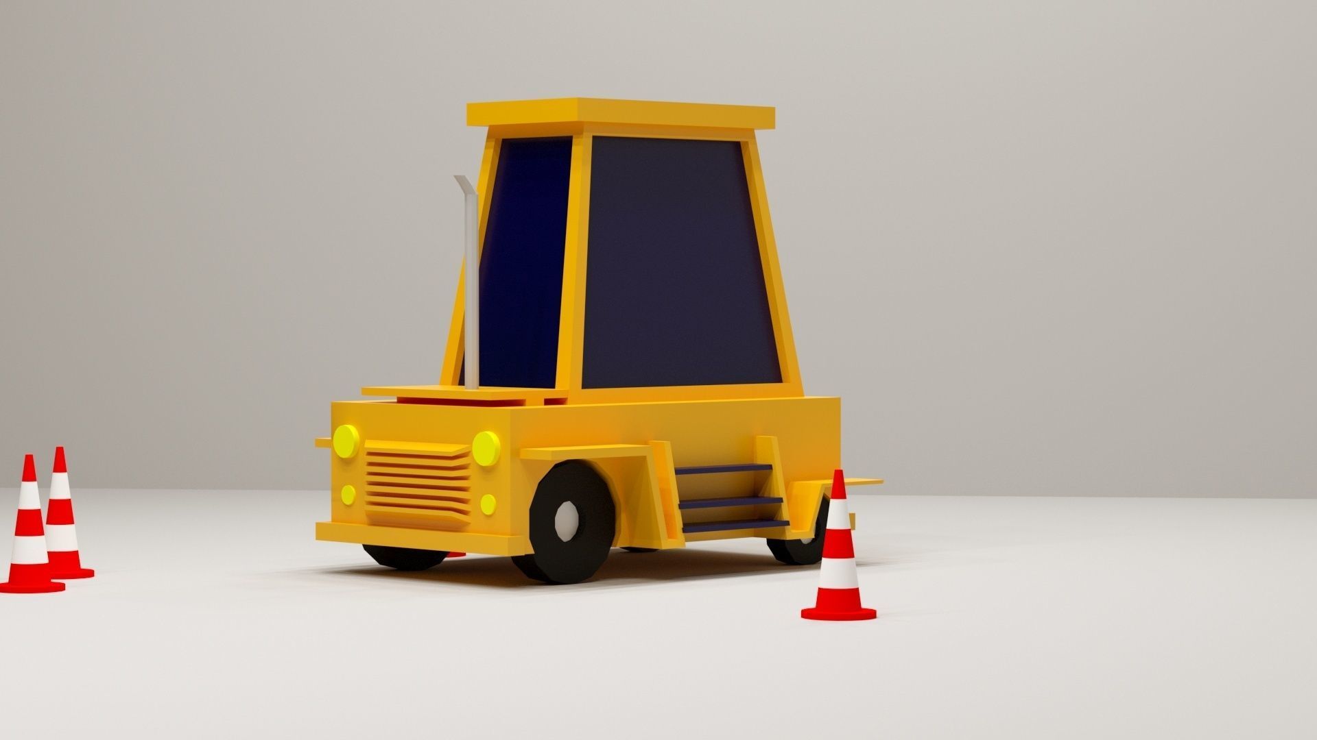 Cartoon Low-Poly JCB Car for game-ready Low-poly 3D model Low-poly 3D model_3