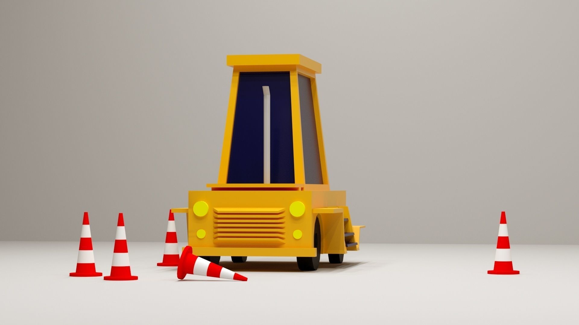 Cartoon Low-Poly JCB Car for game-ready Low-poly 3D model Low-poly 3D model_2