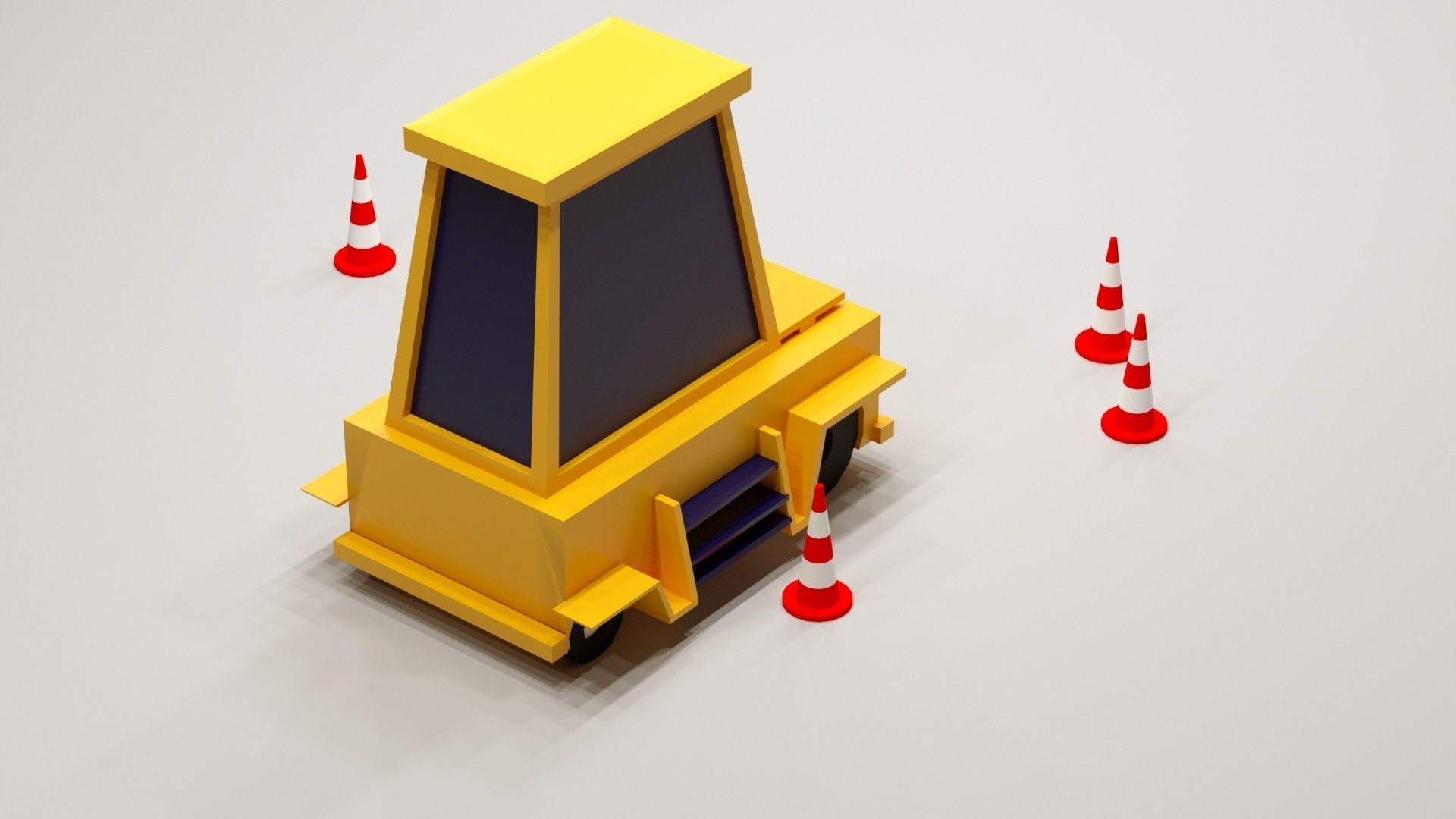 Cartoon Low-Poly JCB Car for game-ready Low-poly 3D model Low-poly 3D model_1