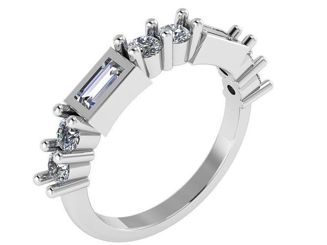 Rectangle And Round Diamond Ring 1129 3D print model