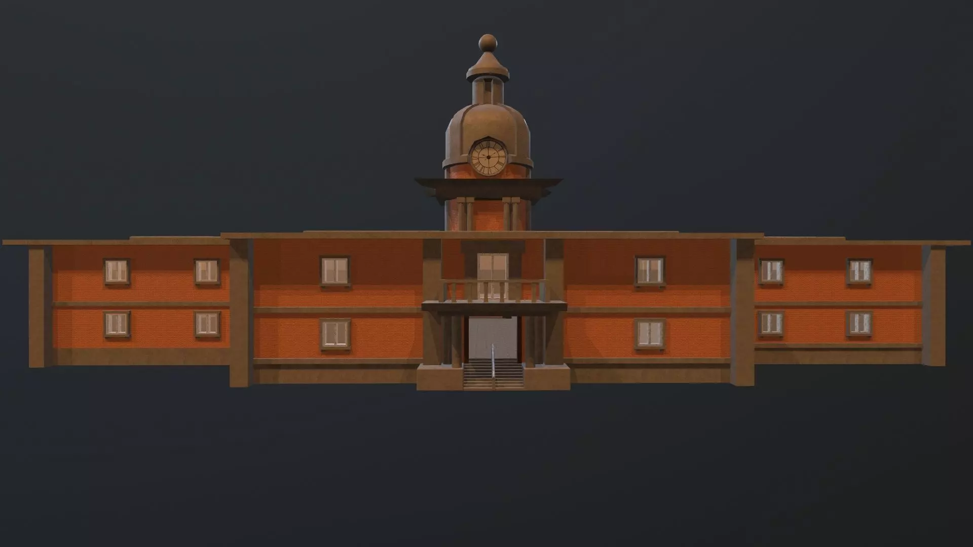 abandoned courthouse V2 Low-poly 3D model_0