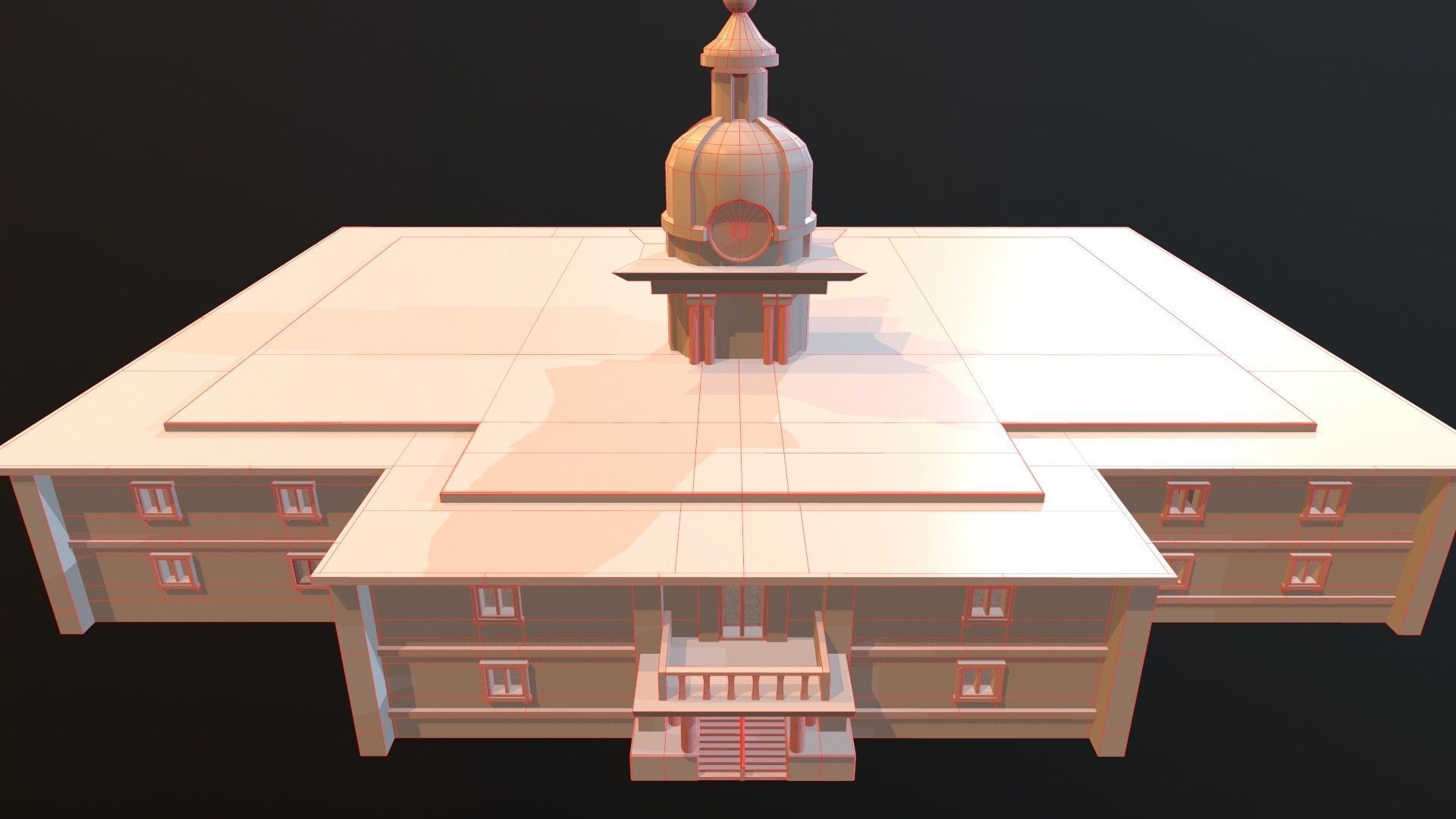 abandoned courthouse V2 Low-poly 3D model_15