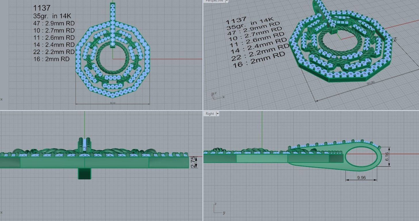 Decagon Chain Style Pendant 1137 3D print model_4