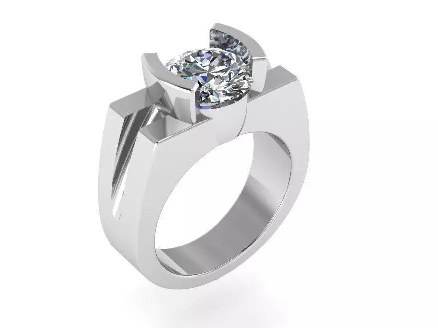 Half Bezel Setting Diamond Ring 1139 3D print model_0