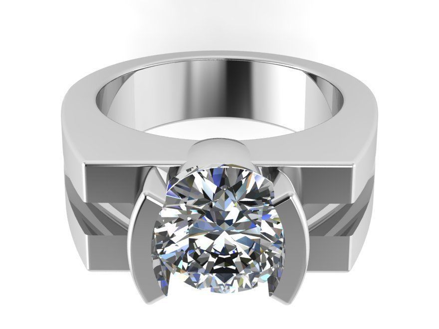 Half Bezel Setting Diamond Ring 1139 3D print model_2