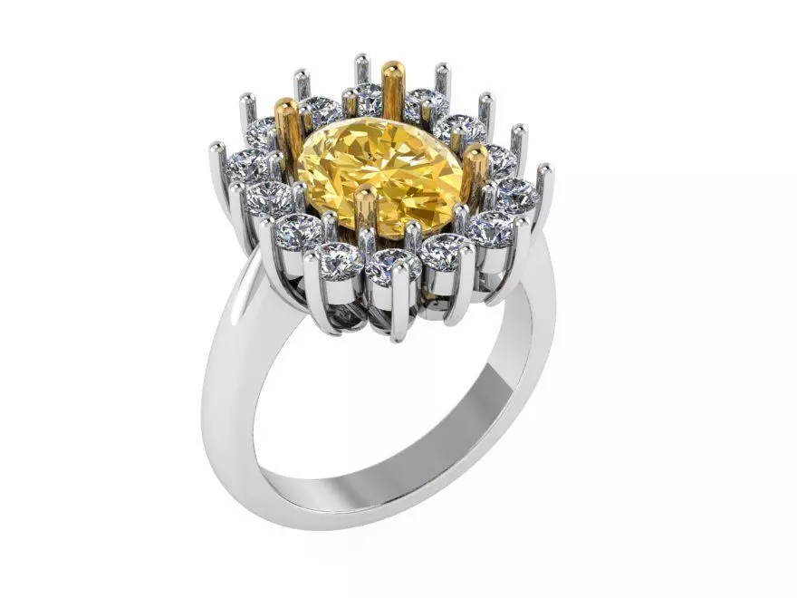 Oval Cluster Ring 1140 3D print model_0