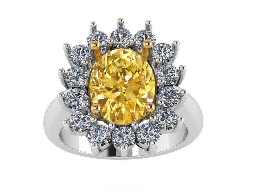 Oval Cluster Ring 1140 3D print model_1