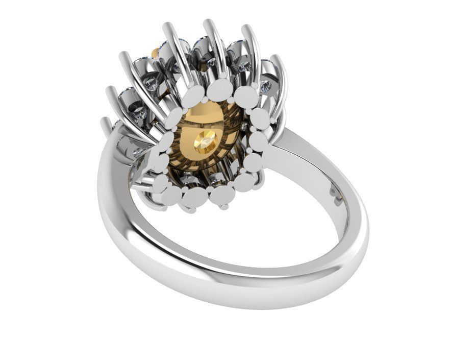 Oval Cluster Ring 1140 3D print model_3