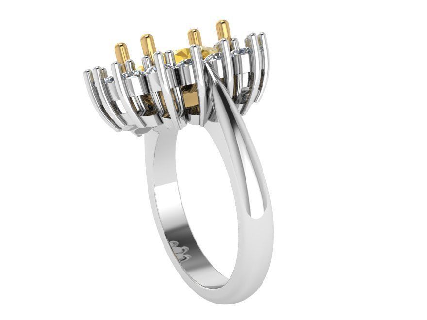 Oval Cluster Ring 1140 3D print model_2