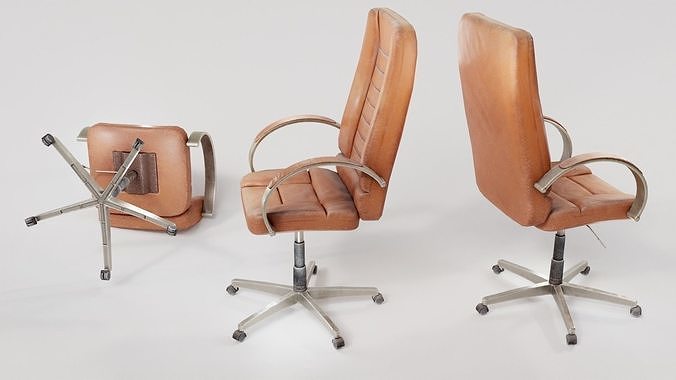 Computer used leather chair az9 Low-poly 3D model 6