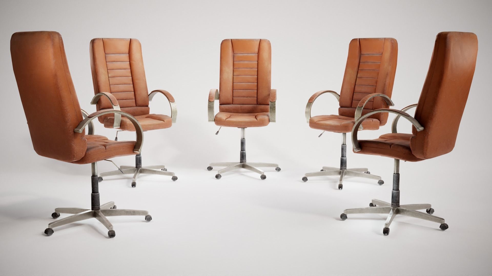 Computer used leather chair az9 Low-poly 3D model_22