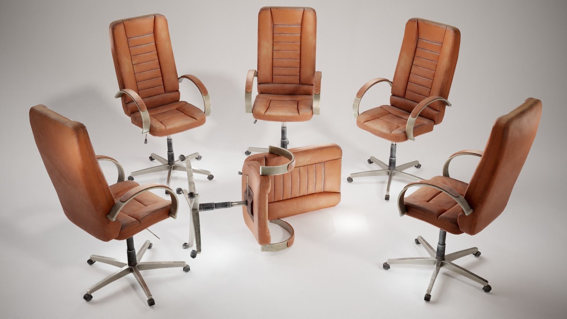 Computer used leather chair az9 Low-poly 3D model_21