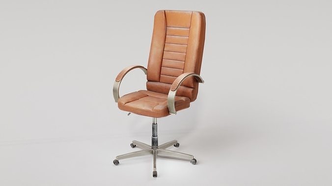 Computer used leather chair az9 Low-poly 3D model 2