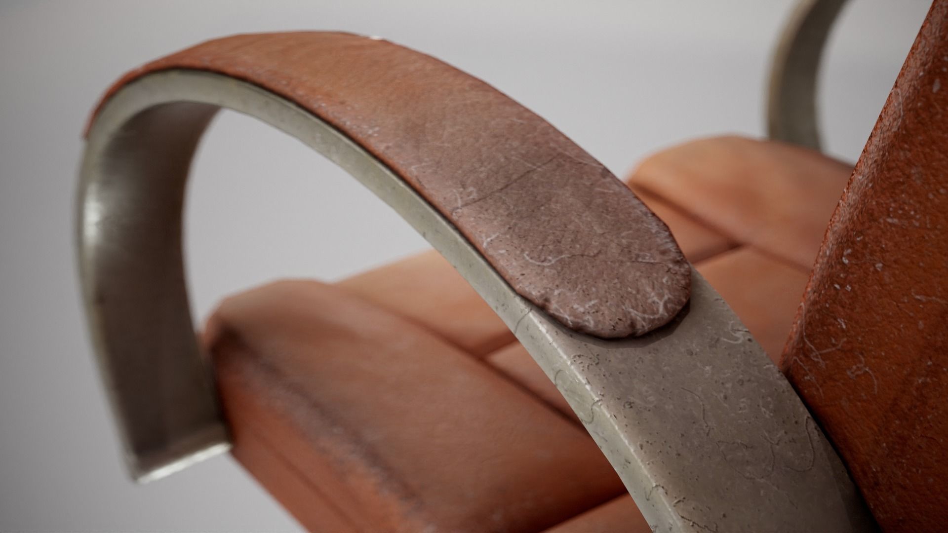 Computer used leather chair az9 Low-poly 3D model_9