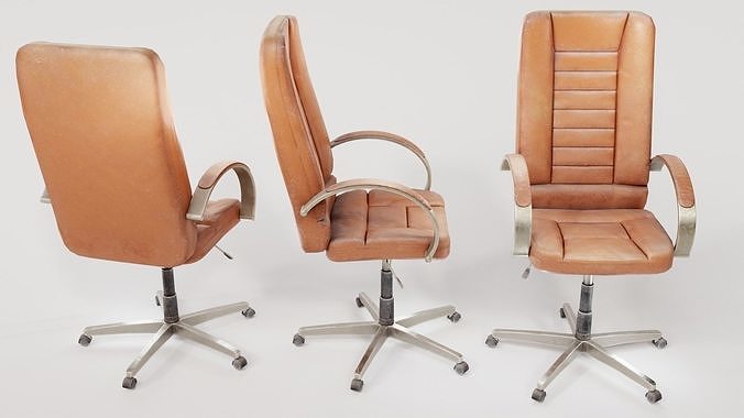 Computer used leather chair az9 Low-poly 3D model 5