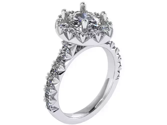 Oval Halo Cathedral Ring 1144