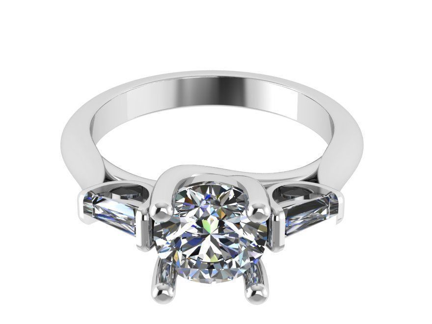 3-Stone Basket Setting Ring 1148 3D print model_2