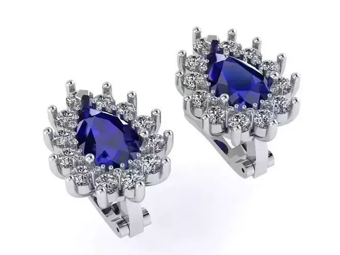 Pear Cluster Sapphire Earring 1149