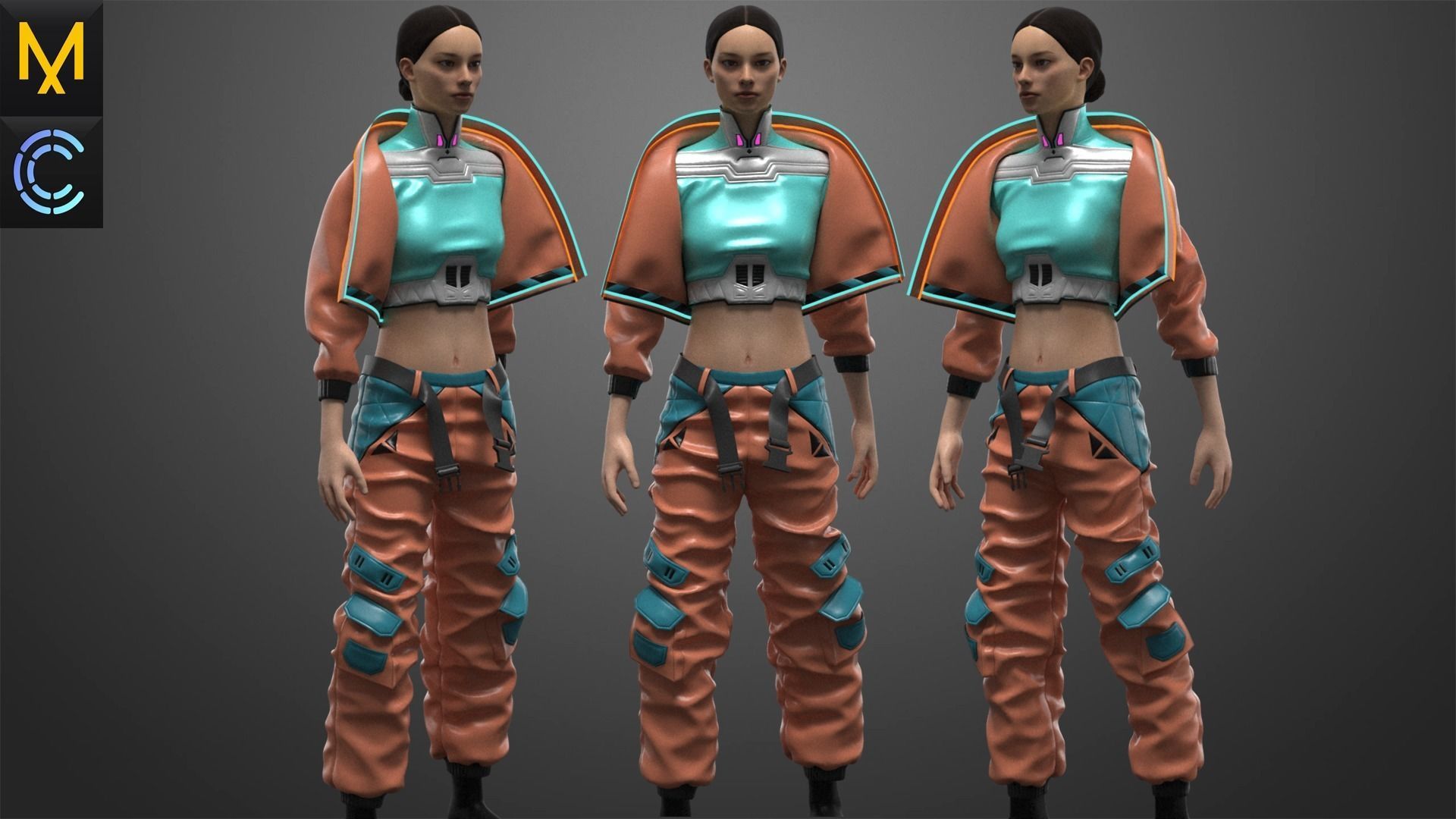 CyberPunk Outfit Female OBJ mtl FBX ZPRJ 3D model | CGTrader