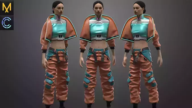 CyberPunk Outfit Female OBJ mtl FBX ZPRJ