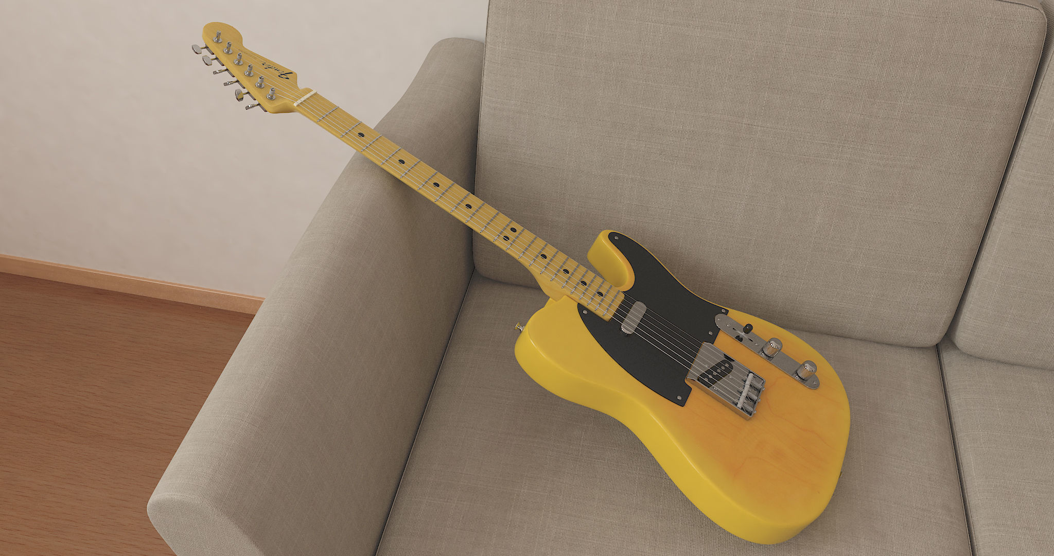 Fender Telecaster 1960s Electric Guitar 3D model_4