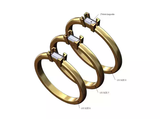 Solitaire baguette diamond band