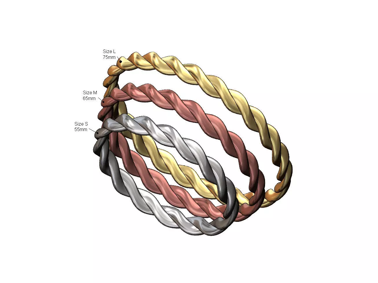 Braided rope bangle sizes S M L 3D print model_0
