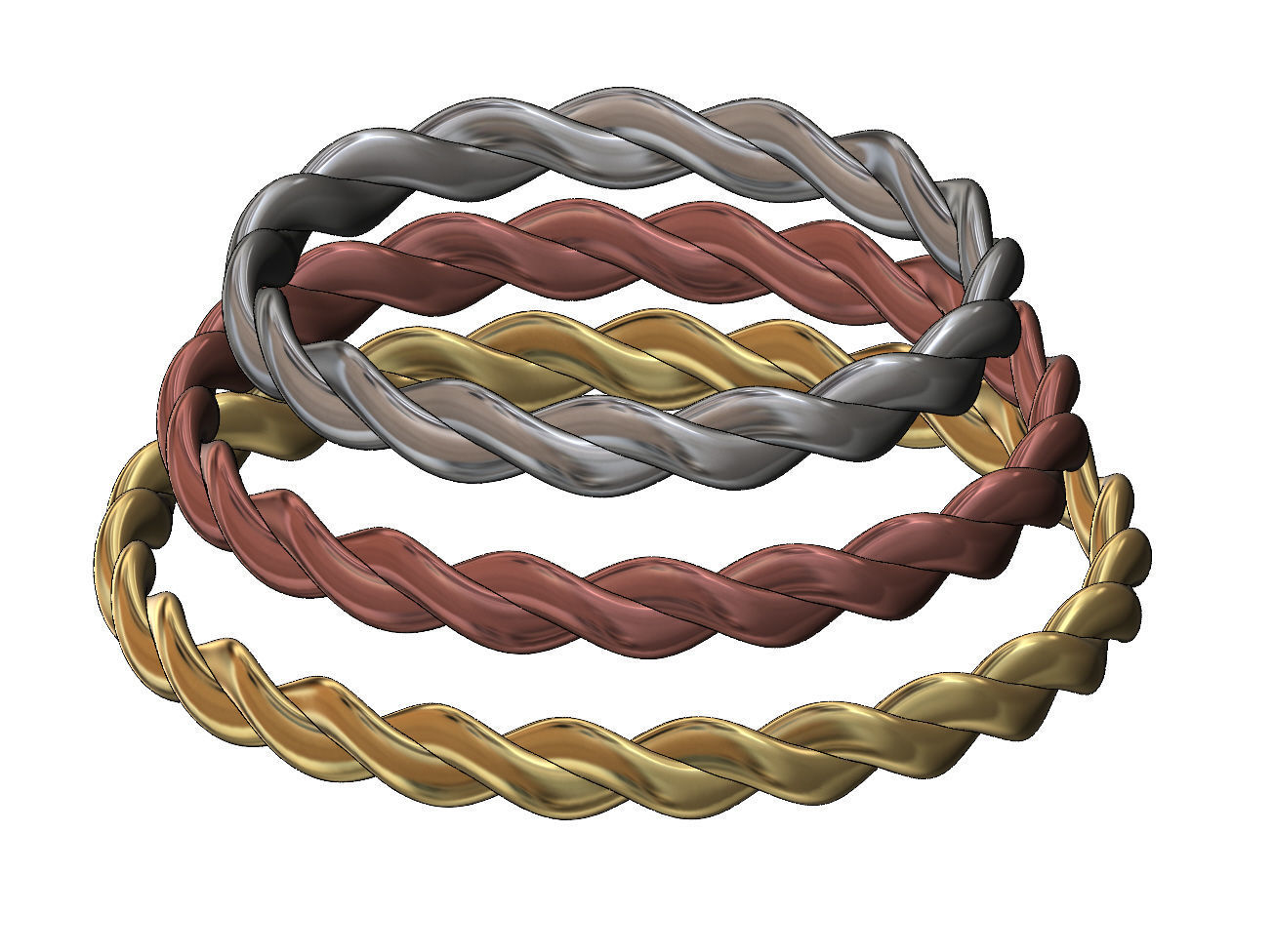 Braided rope bangle sizes S M L 3D print model_1