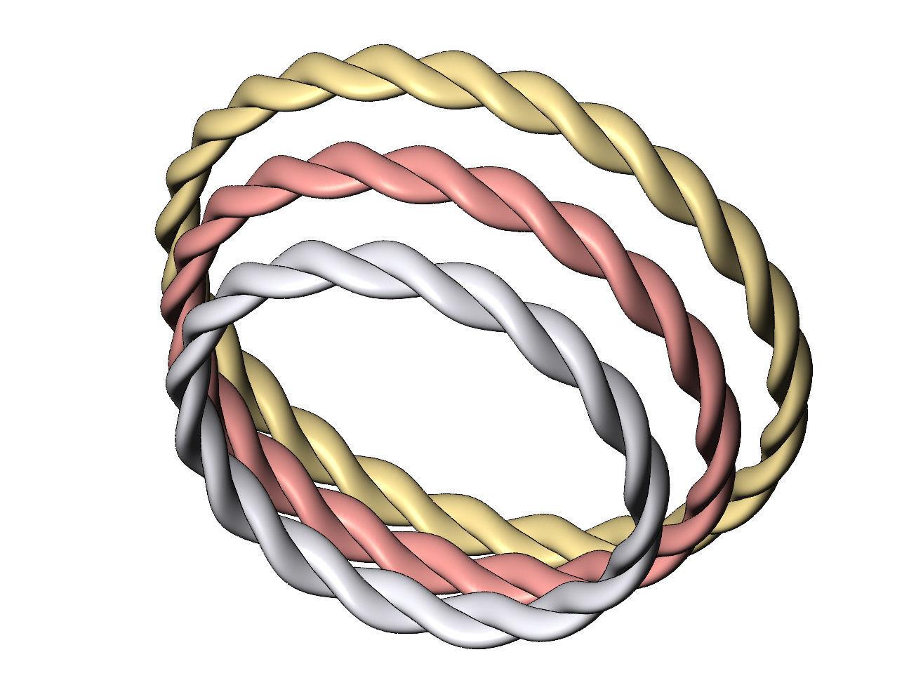 Braided rope bangle sizes S M L 3D print model_4